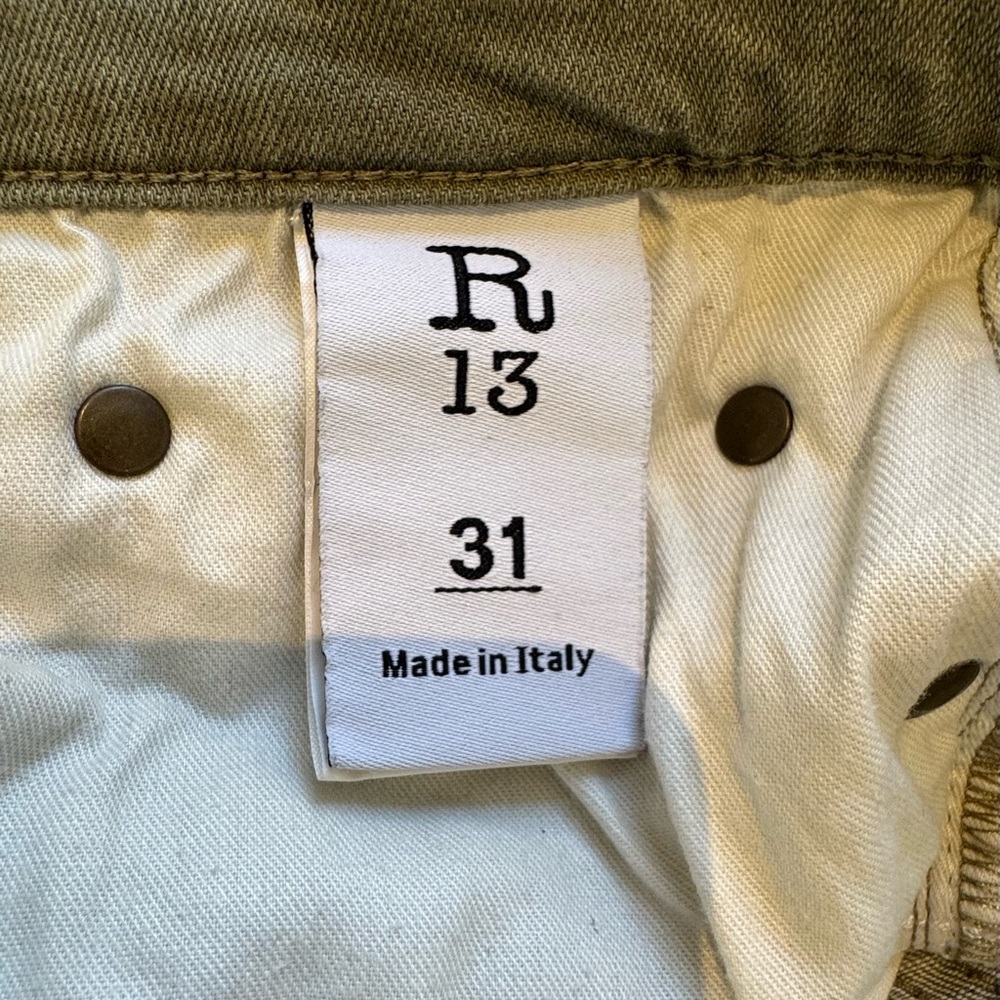R13 - Jane Jean in Olive Green Stretch. Size 31 - Picture 14 of 16